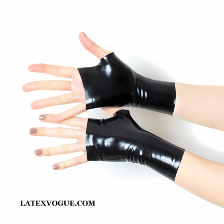 Short latex fingerless gloves