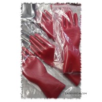 Kvalitní červené krátké latexové rukavice z tlustého latexu #5