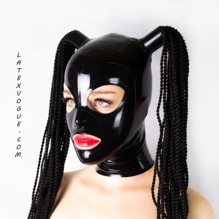 Latex hood with holes on the sides of the head - ALONDRA