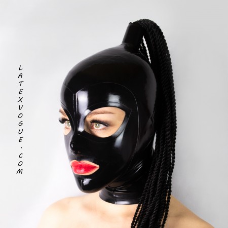 Latex hood with hole for ponytail - JAYLA