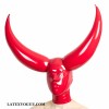 Latex hood with inflatable horns - SATAN