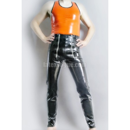Latex trousers with zippers